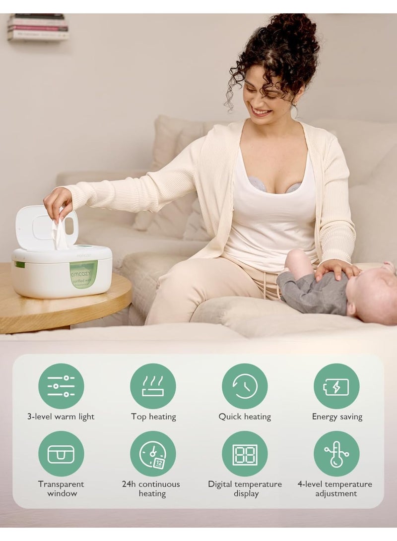 Momcozy Baby Wipe Warmer, Innovative Spring Design, Large Capacity Wipes Dispenser, Fast and Even Heating, 4 Modes of Temperature Heating Control, Diaper Wipe Warmer with Night Light - Image 3