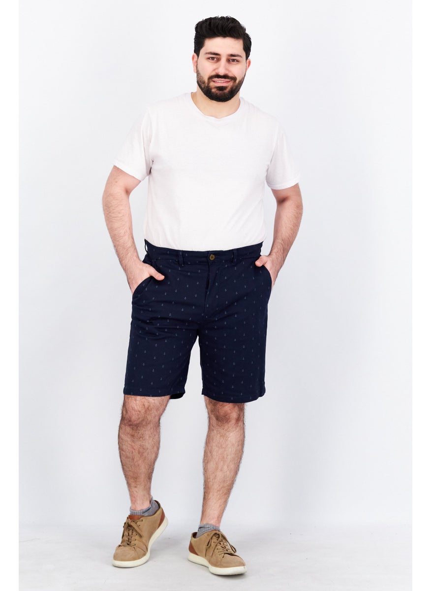 Report Collection Men Allover Print Belt Loops Short, Navy  - Image 3