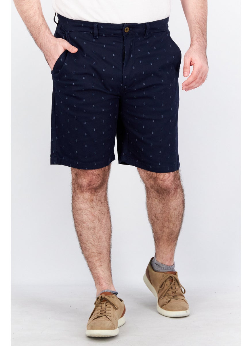 Report Collection Men Allover Print Belt Loops Short, Navy  - Image 1