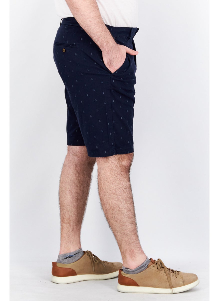 Report Collection Men Allover Print Belt Loops Short, Navy  - Image 4