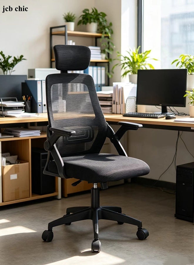 JCB CHIC Ergonomic High Back Mesh Office Chair with Adjustable Headrest & Lumbar Support, Breathable Computer Desk Chair with Flip-Up Arms, Swivel Executive Task Chair for Home Office（58×59×95-105CM） - Image 5