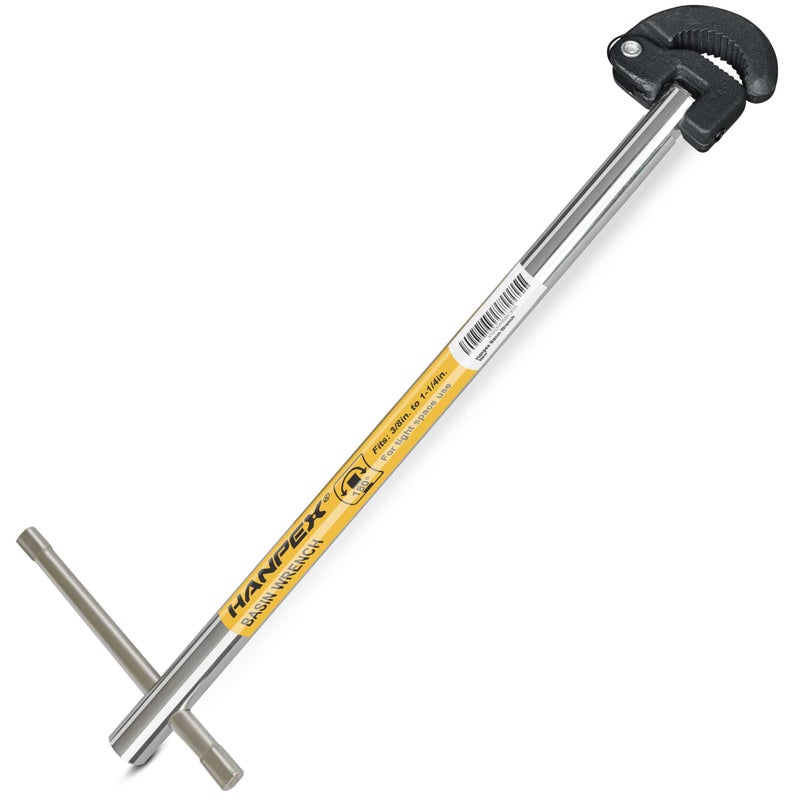 Hanpex 11-Inch Adjustable Basin Wrench for 3/8'' to 1-1/4'' with Spring-loaded Jaw, Sink Wrench for Tight Space Use - Image 1