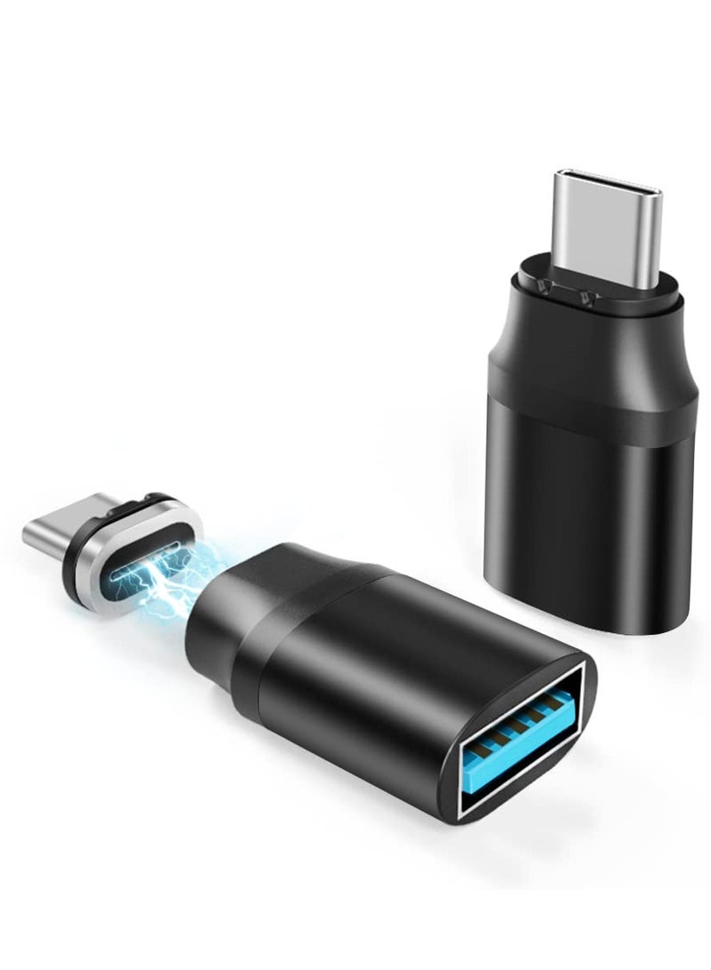 SOLARAE USB C to USB Adapter, USB C to USB 3.0 Magnetic Adapter Compatible with MacBook Pro USB Hub Keyboard U Disk 5 Gbps Data Transmission, Strong Magnetism and 180 Degree Reversible (2 Pack) - Image 1
