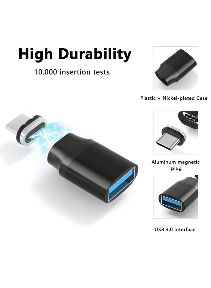 SOLARAE USB C to USB Adapter, USB C to USB 3.0 Magnetic Adapter Compatible with MacBook Pro USB Hub Keyboard U Disk 5 Gbps Data Transmission, Strong Magnetism and 180 Degree Reversible (2 Pack) - Image 2