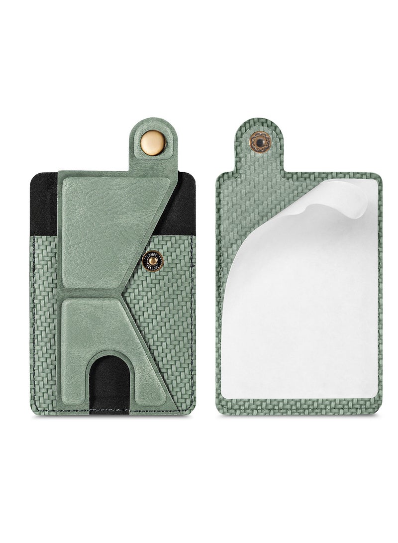 SYOSI Slim Card Holder for Phone Adhesive Phone Pocket Stick on Wallet with Stand Functionality 3M Adhesive Pocket for Back of Phone PU Leather Credit Card Holder for Smartphones Green  - Image 2