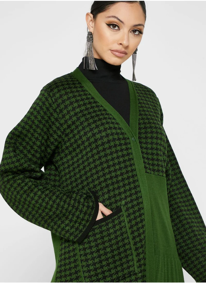 basma Colorblock Printed Woolen Abaya