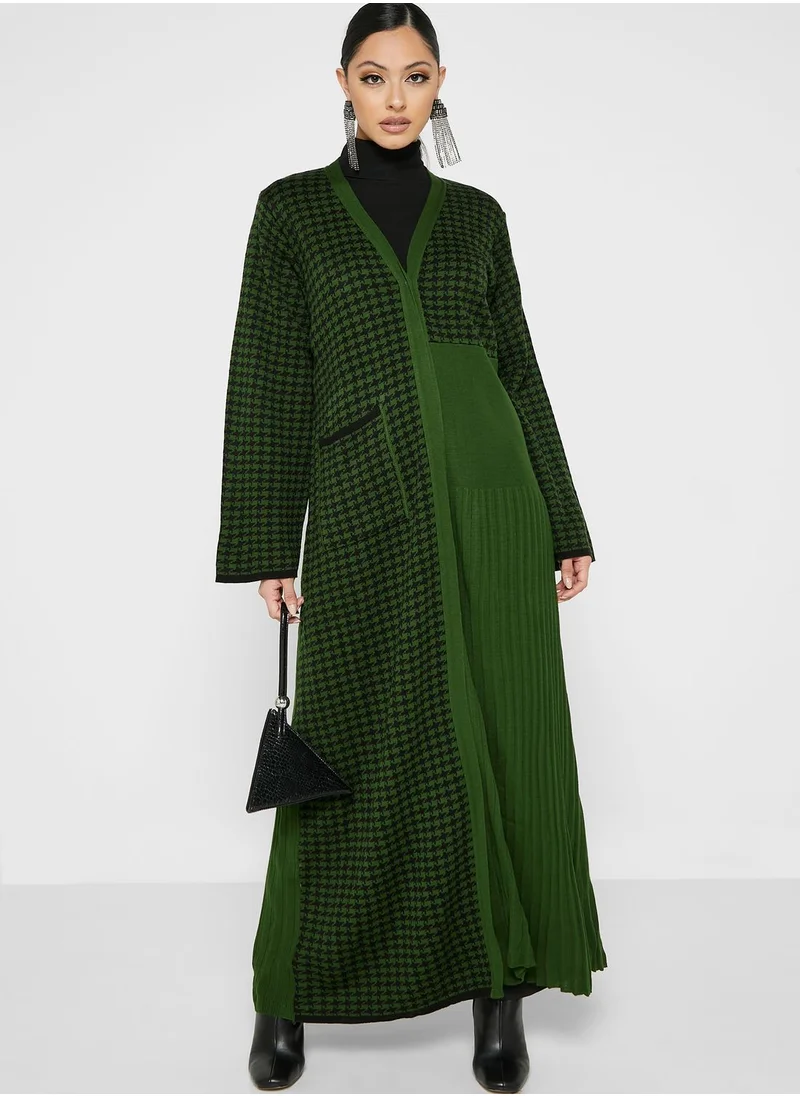 basma Colorblock Printed Woolen Abaya