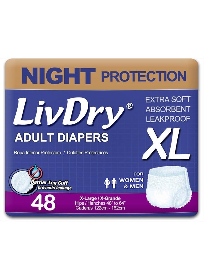LIVDRY Overnight Protective Underwear XL Size Count: 48  - Image 1