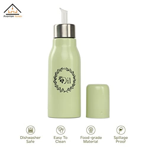 anantam homes 304 High Grade Stainless Steel Oil Dispenser Bottle Leakproof | Oil Nozzle Dropper | Cooking Oil containers For Home, Kitchen, Cooking, Café, Restaurant, 500 ML (Pista Green) - Image 3