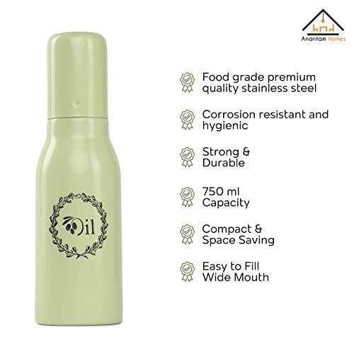 anantam homes 304 High Grade Stainless Steel Oil Dispenser Bottle Leakproof | Oil Nozzle Dropper | Cooking Oil containers For Home, Kitchen, Cooking, Café, Restaurant, 500 ML (Pista Green) - Image 5