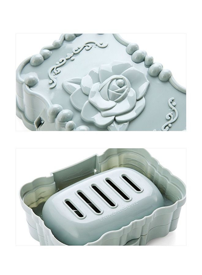 4 Pcs Rose Clamshell Soap Box Tray Container, Plastic Drain Soap Dish Holder, Bathroom Soap Accessories (Blue+Pink+Beige+Purple) - Image 3