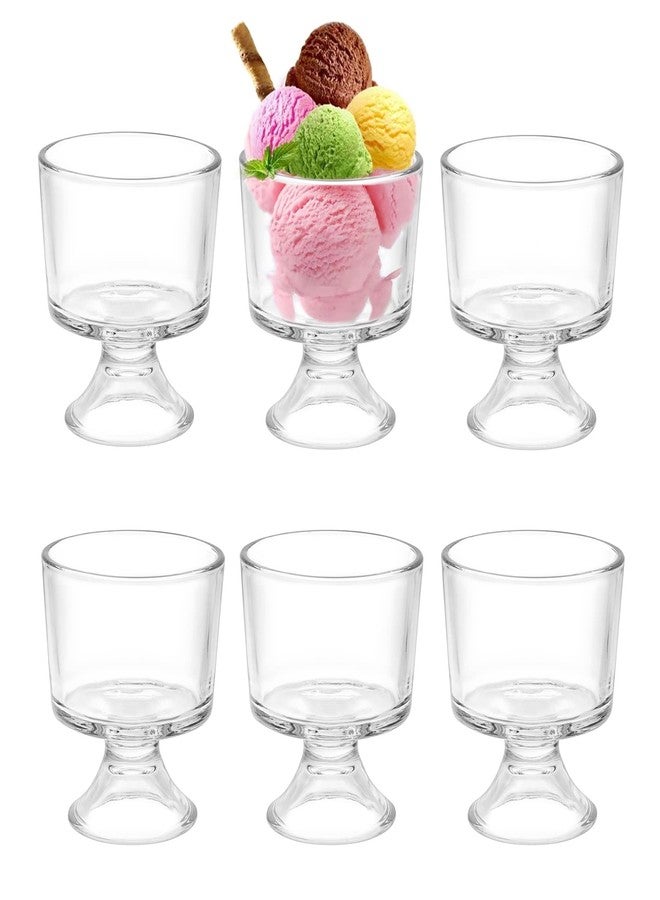 BSTKEY 6PCS Set 10 oz Glass Dessert Bowls/Cups, Cute Footed Dessert Bowls for Ice Cream Trifle Fruit Pudding Snack Salad Condiment Sundae Cocktail Drinks Party - Image 1