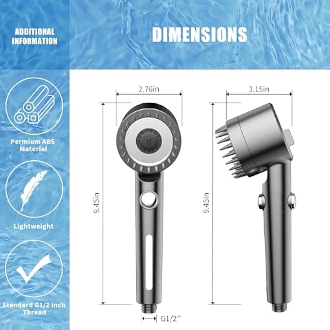 Filtered Shower Head With Handheld High Pressure Water Flow And Multiple Spray Modes Showerhead Set With Hose Bracket And Cotton Filter Power Wash For Hard Water Showerhead With Switch - Image 2