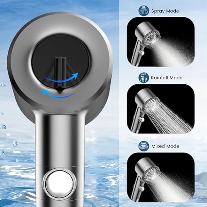 Filtered Shower Head With Handheld High Pressure Water Flow And Multiple Spray Modes Showerhead Set With Hose Bracket And Cotton Filter Power Wash For Hard Water Showerhead With Switch - Image 5