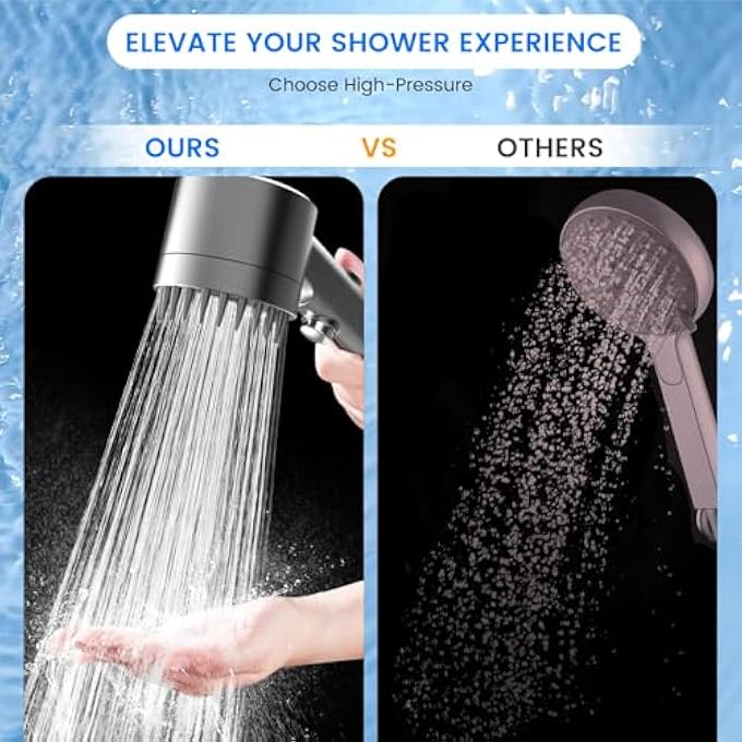 Filtered Shower Head With Handheld High Pressure Water Flow And Multiple Spray Modes Showerhead Set With Hose Bracket And Cotton Filter Power Wash For Hard Water Showerhead With Switch - Image 3