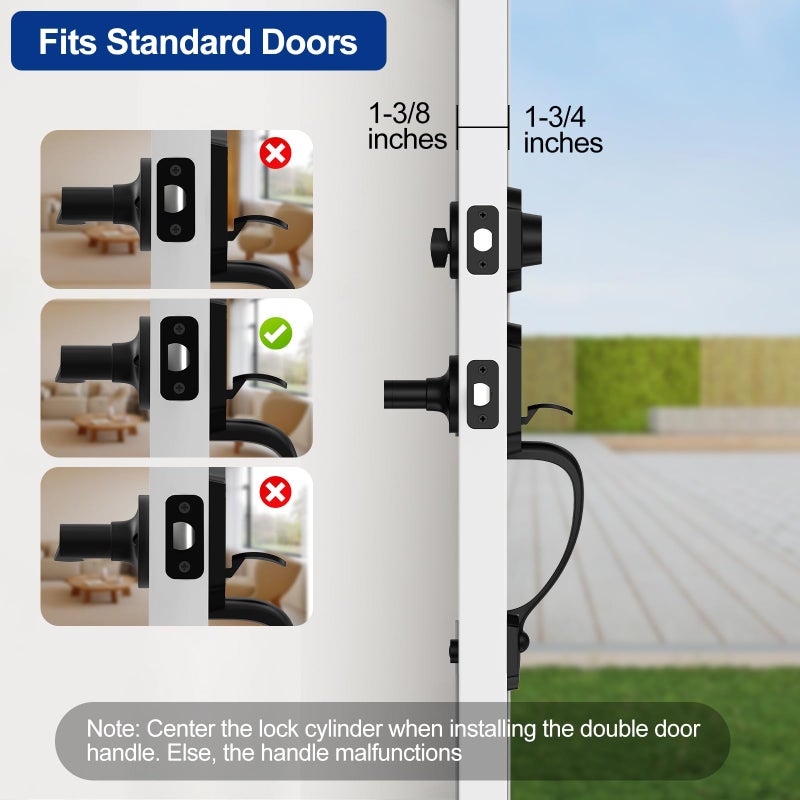 Camtek Matte Black Front Door Handle and Deadbolt Set, Single Cylinder Front Door Lock Set with Reversible Handle, Exterior Door Handle with Deadbolt Lock and Keyed - Image 4