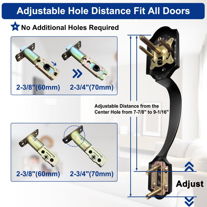 Camtek Matte Black Front Door Handle and Deadbolt Set, Single Cylinder Front Door Lock Set with Reversible Handle, Exterior Door Handle with Deadbolt Lock and Keyed - Image 3