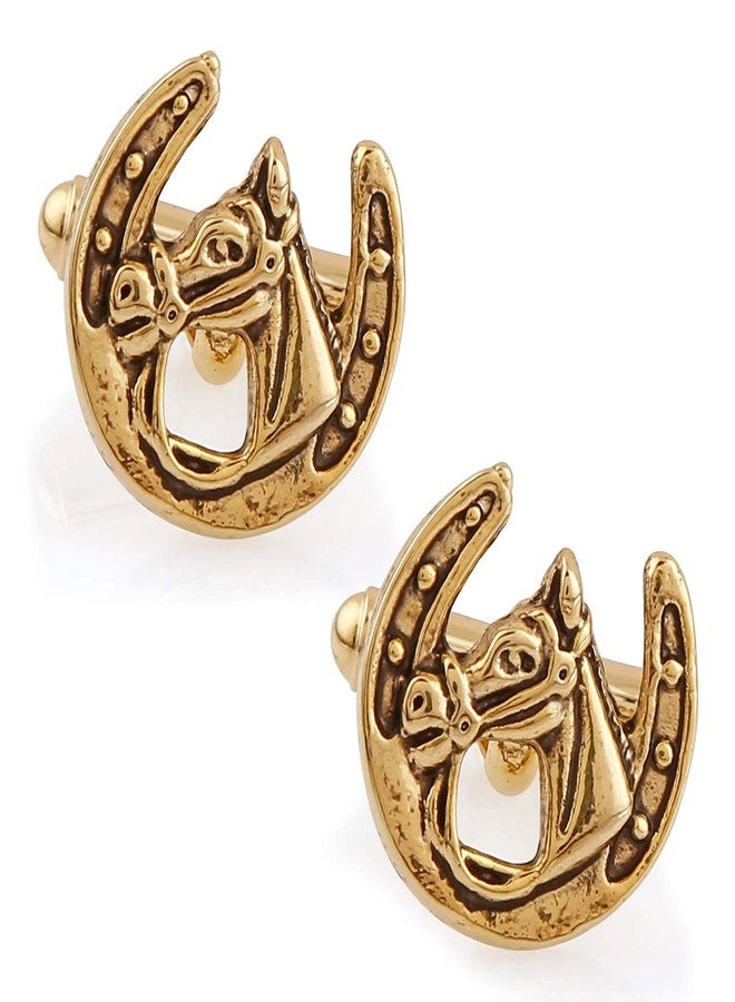 CUFFLINKS Perfect Gold Horse Race Cufflink Button Tie Pin Set for Men (Perfect - 015) - Image 1