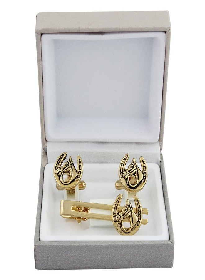 CUFFLINKS Perfect Gold Horse Race Cufflink Button Tie Pin Set for Men (Perfect - 015) - Image 4