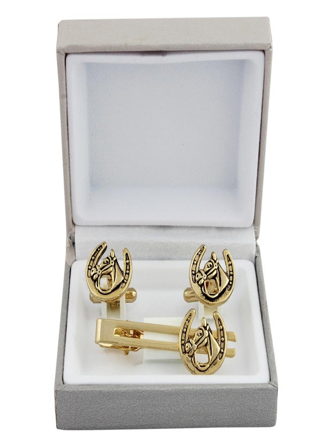 CUFFLINKS Perfect Gold Horse Race Cufflink Button Tie Pin Set for Men (Perfect - 015) - Image 3
