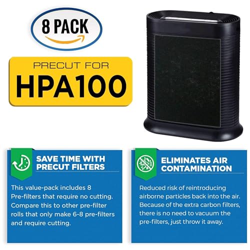 VEVA HPA100 Replacement Filters for Honeywell Air Purifier - 2 HEPA Filters w/ 8 Carbon Pre-Filters, Compatible with HPA100, 104, 094, HRF-ARVP100 Series Filter R - Image 3