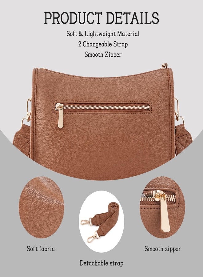 HKCLUF Crossbody Bags Purses for Women Trendy,Vegan Leather Medium Crossbody Purse,Shoulder Bag with 2PCS Adjustable Strap, Hka3-darkbrown - Image 5