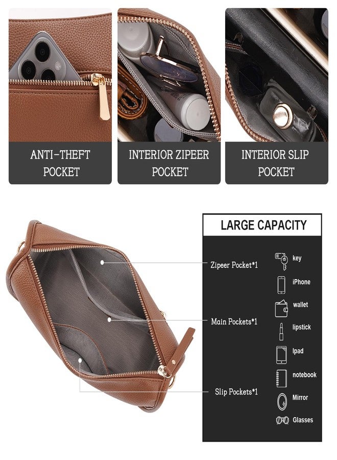 HKCLUF Crossbody Bags Purses for Women Trendy,Vegan Leather Medium Crossbody Purse,Shoulder Bag with 2PCS Adjustable Strap, Hka3-darkbrown - Image 4