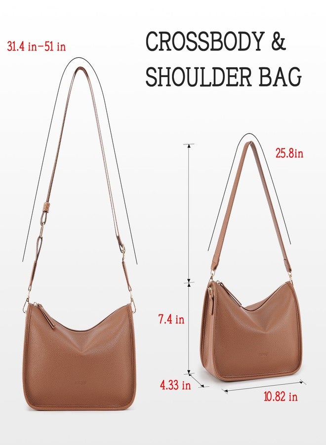 HKCLUF Crossbody Bags Purses for Women Trendy,Vegan Leather Medium Crossbody Purse,Shoulder Bag with 2PCS Adjustable Strap, Hka3-darkbrown - Image 3
