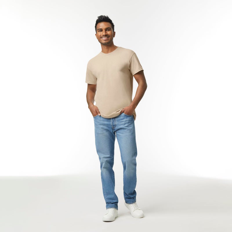 Gildan Adult Heavy Cotton T-Shirt, Style G5000, Multipack, Sand (3-Pack), Large - Image 3