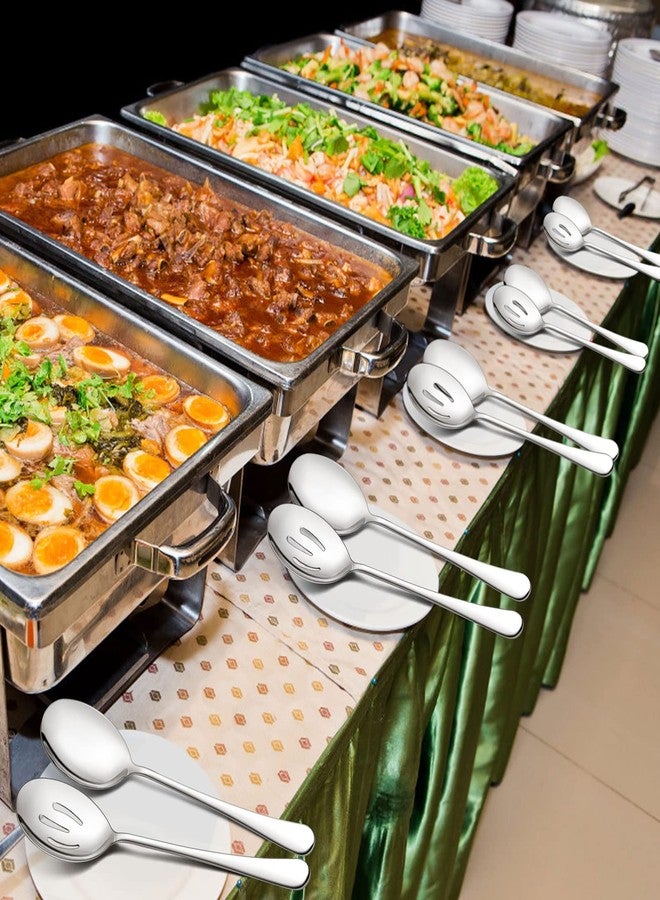 يانيو طقم أدوات تقديم الطعام ليانيو مكون من 12 قطعة، يشمل ملاعق وشوك مثقوبة بطول 9.8 بوصة، وملقط بطول 9.4 بوصة، طقم أدوات تقديم طعام من الفولاذ المقاوم للصدأ مناسب لحفلات تقديم الطعام، آمن للاستخدام في غسالة الأطباق - Image 5