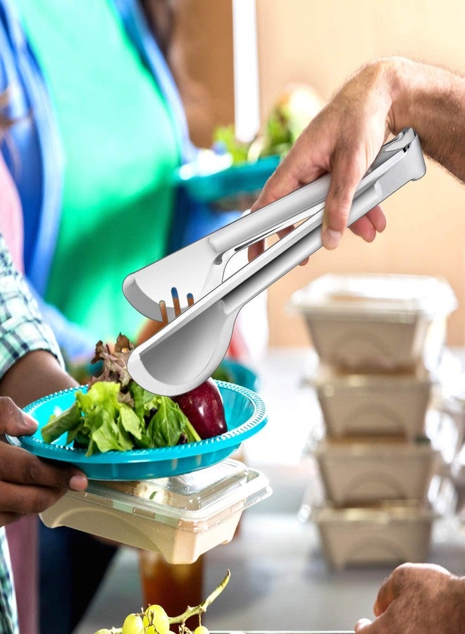 يانيو طقم أدوات تقديم الطعام ليانيو مكون من 12 قطعة، يشمل ملاعق وشوك مثقوبة بطول 9.8 بوصة، وملقط بطول 9.4 بوصة، طقم أدوات تقديم طعام من الفولاذ المقاوم للصدأ مناسب لحفلات تقديم الطعام، آمن للاستخدام في غسالة الأطباق - Image 4