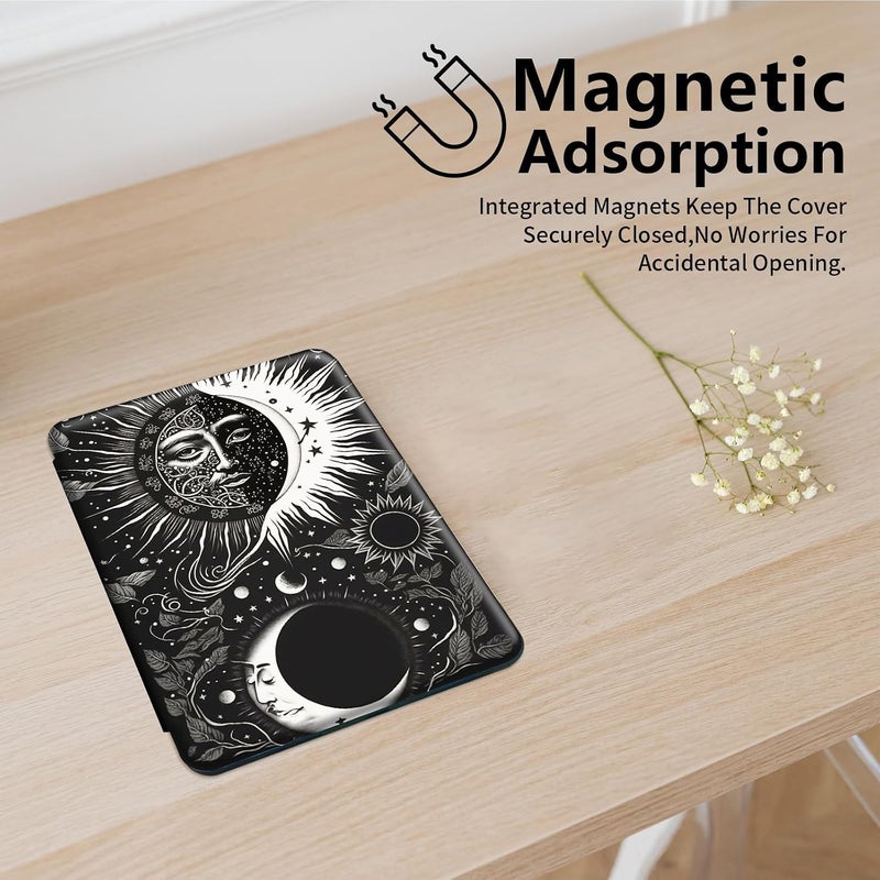 Mxfdegf for Fire HD 10 Tablet Case 11th Generation 2021 and Amazon Fire HD10 Plus Case 10.1", 360 Degree Rotating Stand Smart Protective Case,for Fire HD 10 2021 Tablet,Soon Moon Stars Blacks - Image 3
