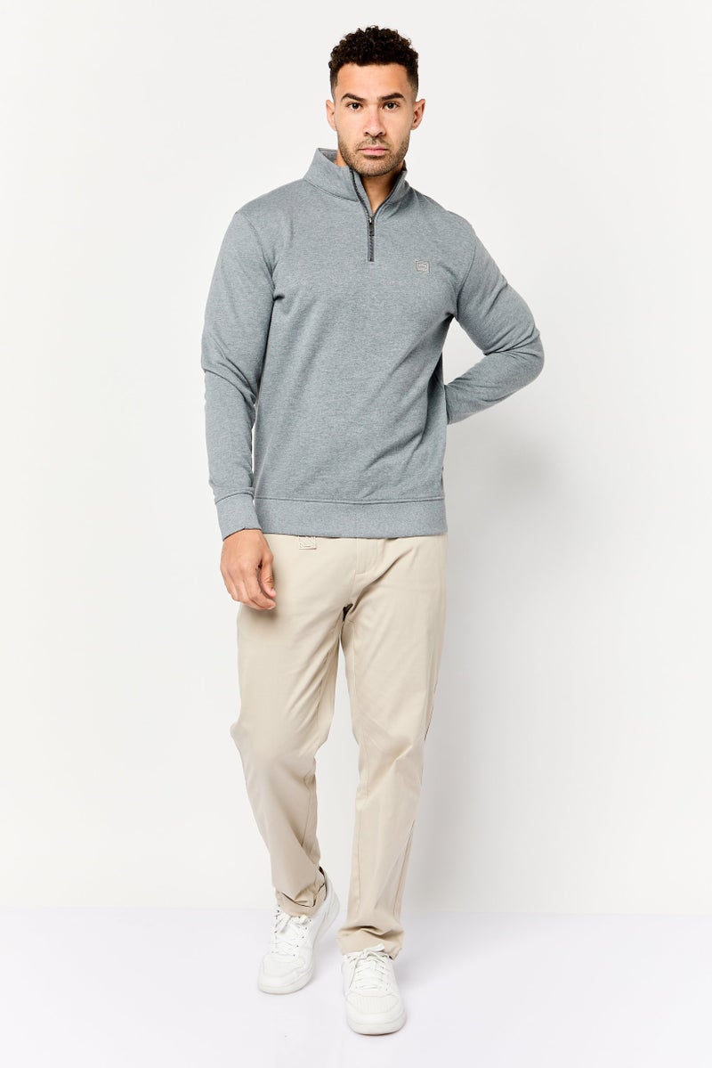 833 POLICE Men High Neck Long Sleeves Brand Logo Sweatshirt, Grey - Image 2