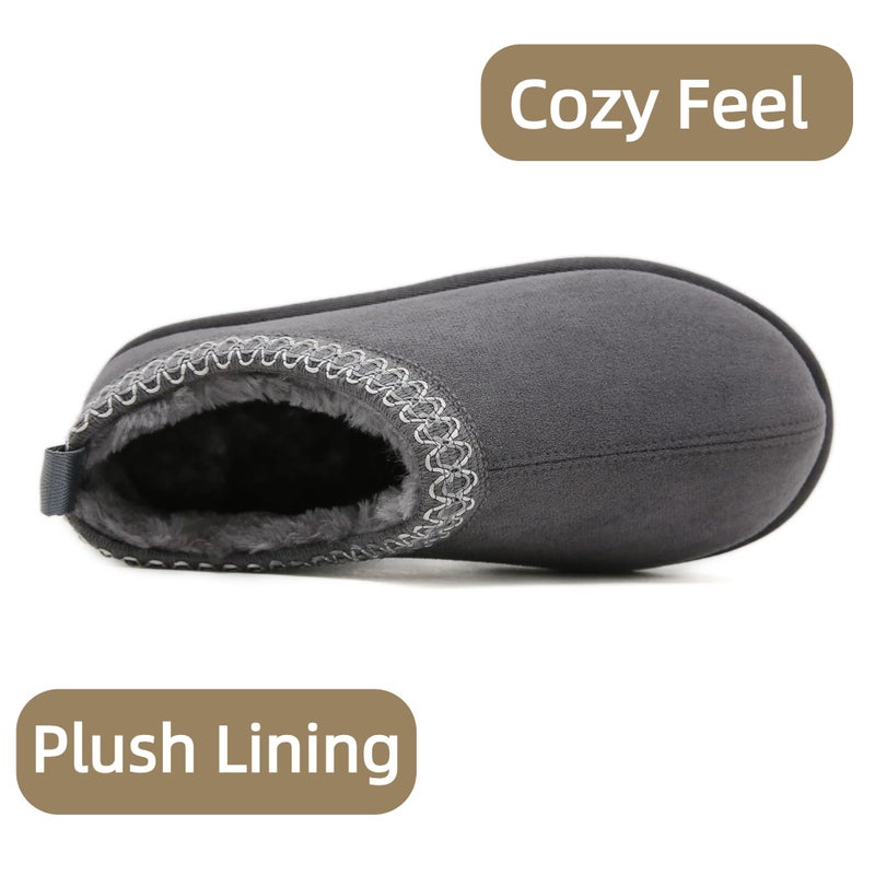 SMajong Women's Slippers Mens Platform Mini Boots Fuzzy House Slipper Fur Fleece Winter Home Shoes Indoor and Outdoor Grey US 11.5 Women/10 Men - Image 5