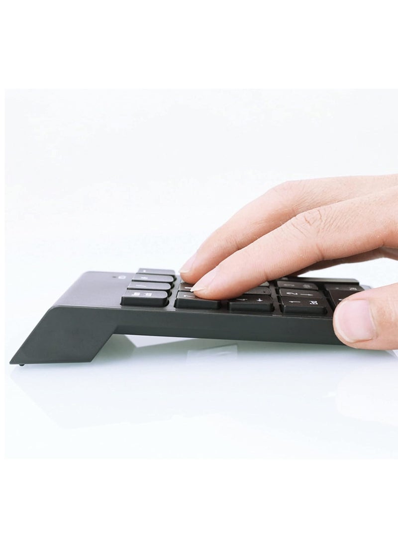 LEDIN - Wireless Numeric Keypad,Mini 2.4G 18 Keys Number Pad With Wireless Mouse,USB Receiver,Portable Silent Financial Accounting Numpad,Keyboard Extensions For Laptop PC Desktop Notebook, Black - Image 1