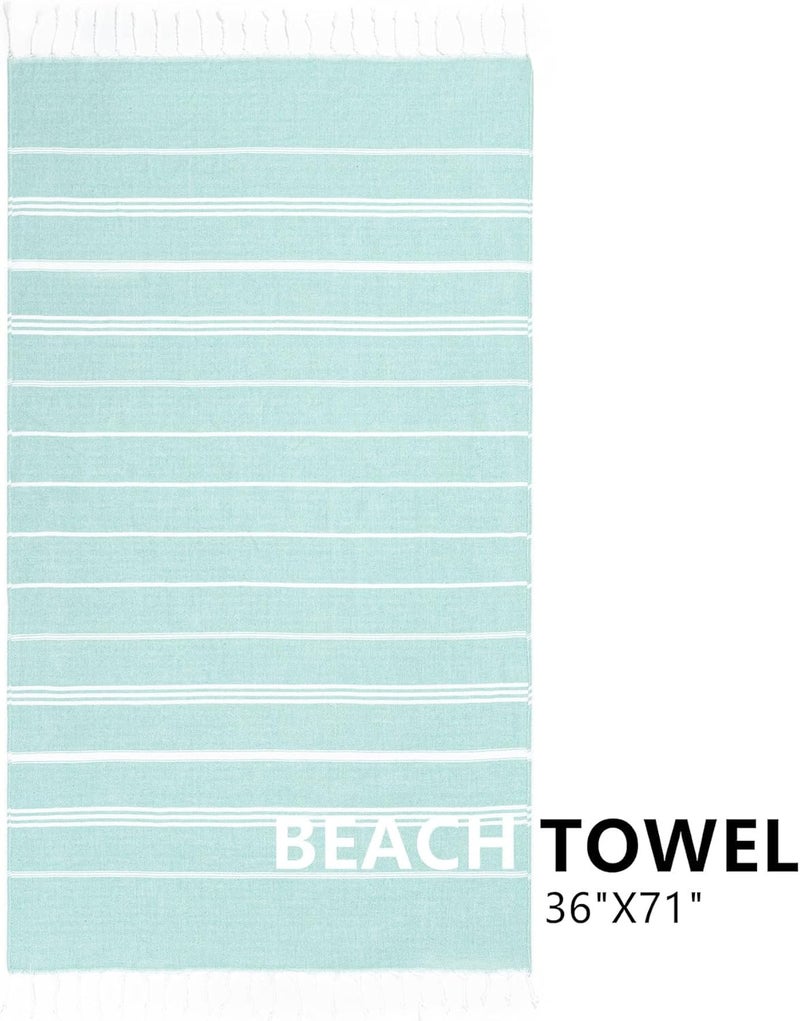 Aegero Turkish Beach Towel, 36"x71" Quick Dry Sand Free Oversized Bath Pool Swim Towel, Lightweight Travel Turkish Towels Vacation Essentials, Aqua - Image 2