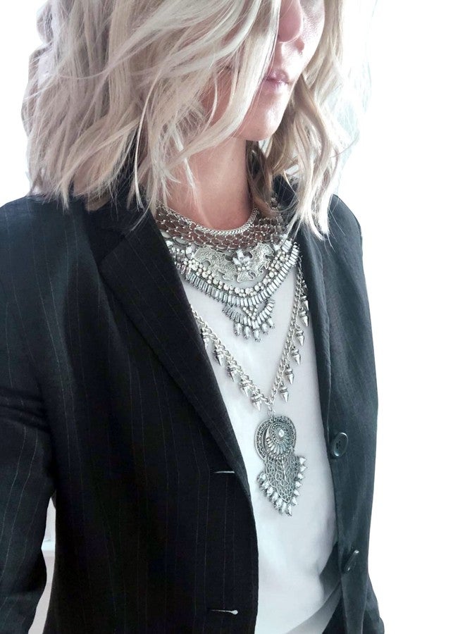 CCBFY Long Tassel Chunky Boho Coin Statement Necklace For Women Silver (Style 3 - Gold) - Image 4