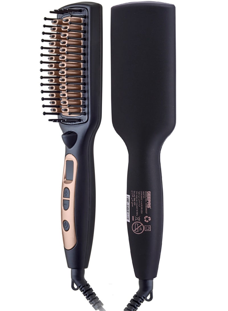 جيباس مشط (فرشاة ) شعر سيراميك حراري 2 في 1 بقوة 45 واط - تحكم في درجة الحرارة مع شاشة LED وإيقاف تشغيل تلقائي لمدة 60 دقيقة مثالية لتدليك الشعر الناعم وتصفيفه GHBS86037 - Image 3