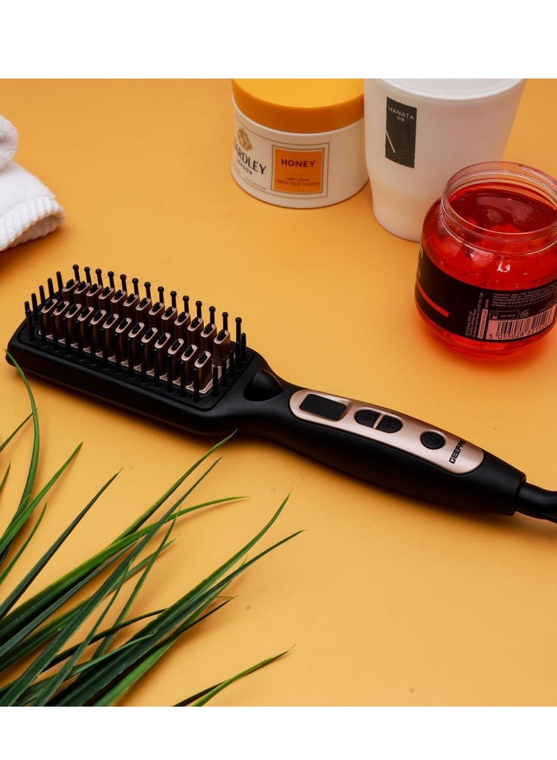 جيباس مشط (فرشاة ) شعر سيراميك حراري 2 في 1 بقوة 45 واط - تحكم في درجة الحرارة مع شاشة LED وإيقاف تشغيل تلقائي لمدة 60 دقيقة مثالية لتدليك الشعر الناعم وتصفيفه GHBS86037 - Image 4