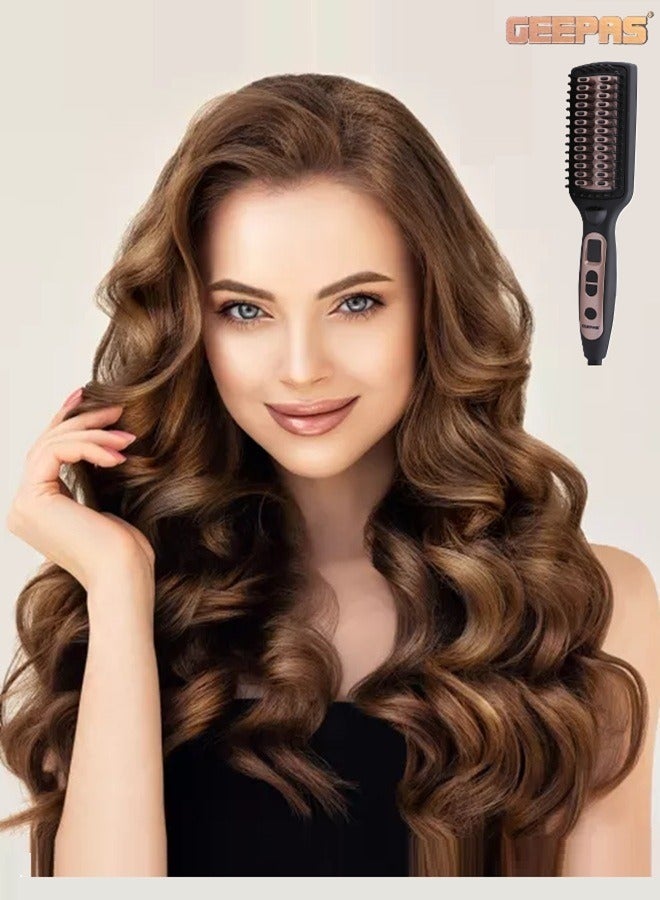 جيباس مشط (فرشاة ) شعر سيراميك حراري 2 في 1 بقوة 45 واط - تحكم في درجة الحرارة مع شاشة LED وإيقاف تشغيل تلقائي لمدة 60 دقيقة مثالية لتدليك الشعر الناعم وتصفيفه GHBS86037 - Image 5