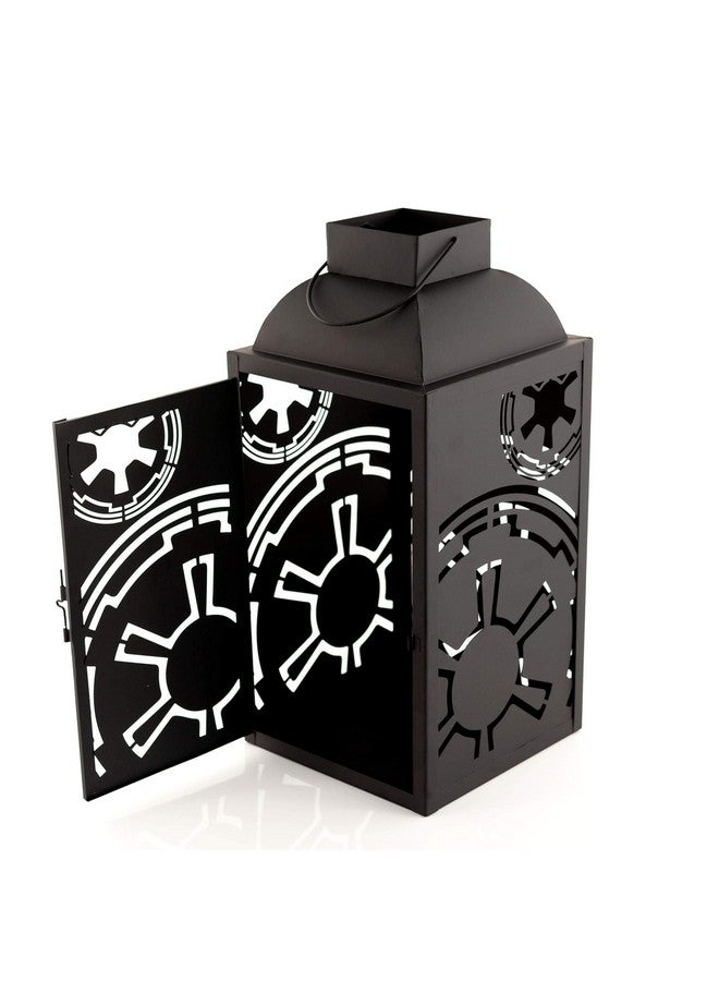 Seven20 Star Wars Stamped Lantern | Black Die-Cut Empire Imperial Symbol | Indoor & Outdoor Use | 14 Inches Tall