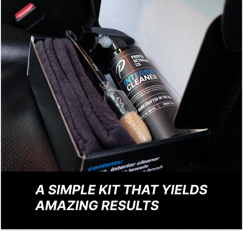 PROPER DETAILING CO. Car Detailing Kit Interior Cleaner, Get Professional Results - Car Interior Cleaning Kit includes 16 oz. interior cleaner, premium boars hair detail brush, and 2 microfiber towels - Image 2