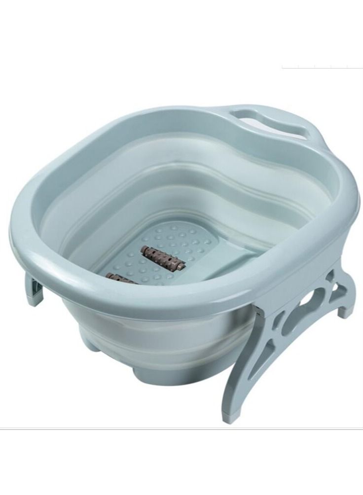 DubaiGallery Collapsible Foot Wash Basin Foot Spa Soaking Tub Pedicure Bucket Feet Bath Massager Blue - Image 2