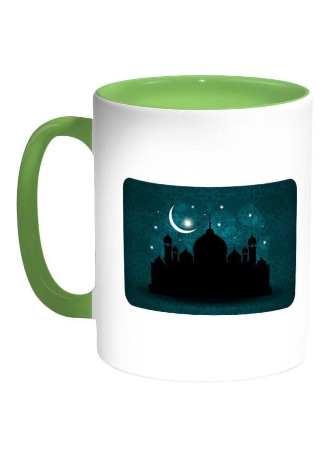 Ramadan And A Mosque Printed Coffee Mug White/Blue/Black 325ml