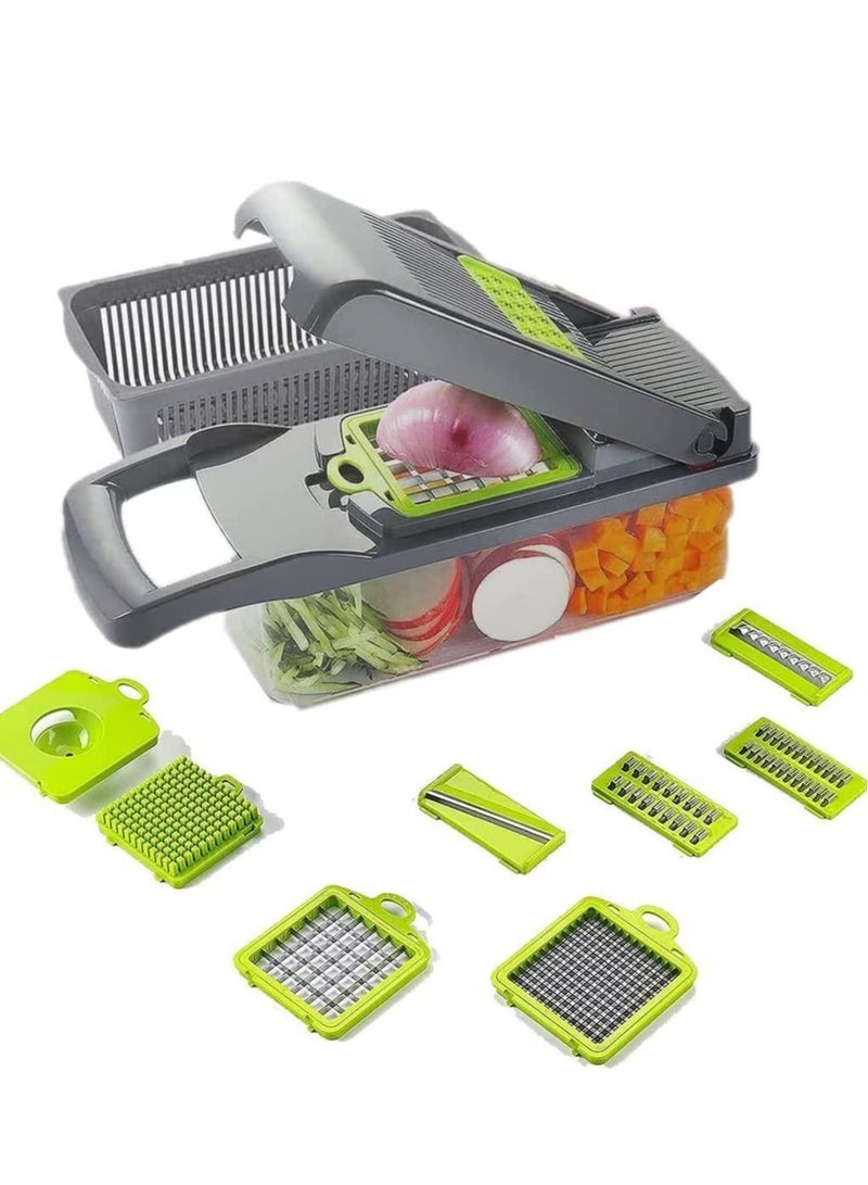 ELTRAZONE Mandoline Slicer with Colander Basket and Container Vegetable Chopper with 7 Interchangeable Blades l Durable Cutter Chopper Slicer and Grater - Image 1