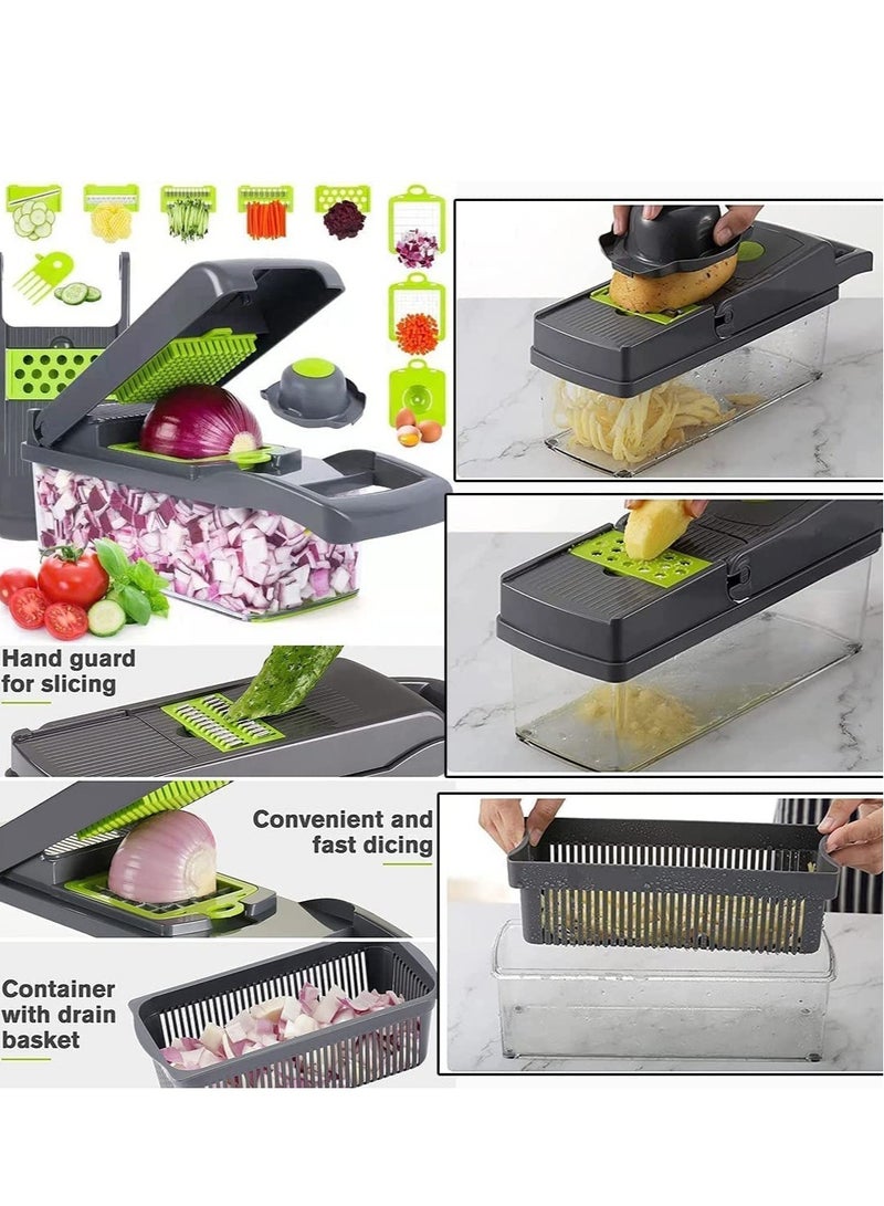ELTRAZONE Mandoline Slicer with Colander Basket and Container Vegetable Chopper with 7 Interchangeable Blades l Durable Cutter Chopper Slicer and Grater - Image 2