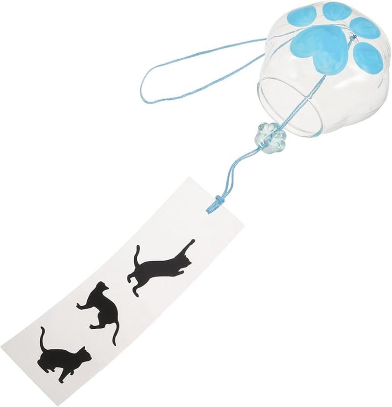 Japanese Hand Painted Glass Wind Chime for Garden Patio Home Decor Cat Design - Image 1