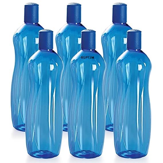RSPTJM RJ kitchenware Store Plastic Bottle 1000ml Set of 6 pack summer water drinking bottle 1 litter Blue