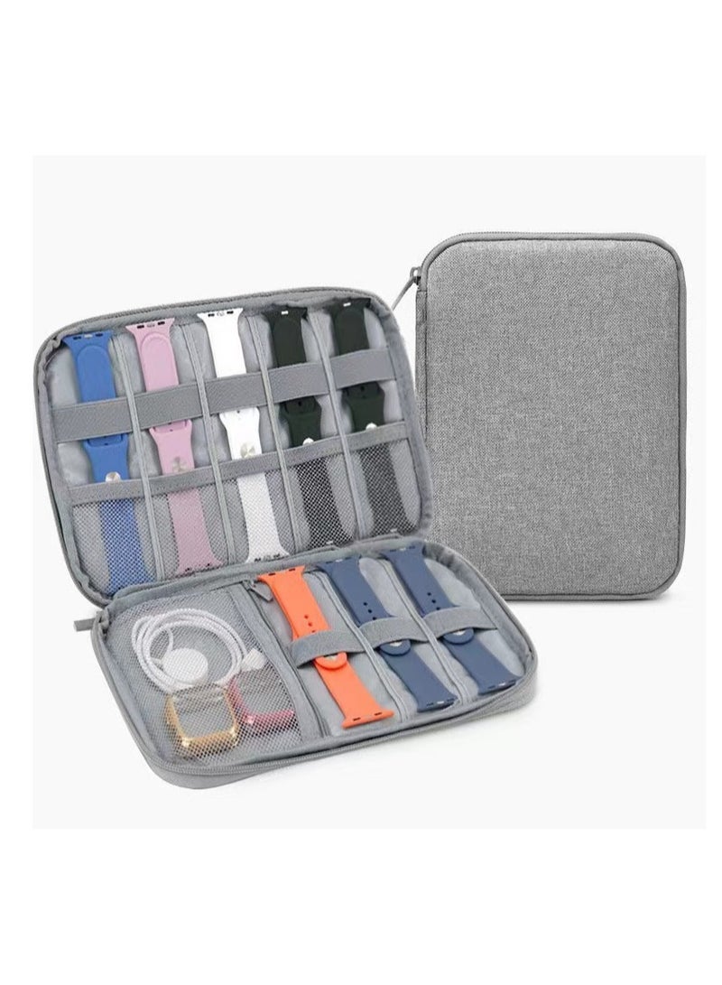 Apple Watch, Huawei Watch, Xiaomi Watch, Xiaomi Watch Data Cable Storage Bag Watch Strap Portable Storage Bag Gray 21*16*2.5cm  - Image 4