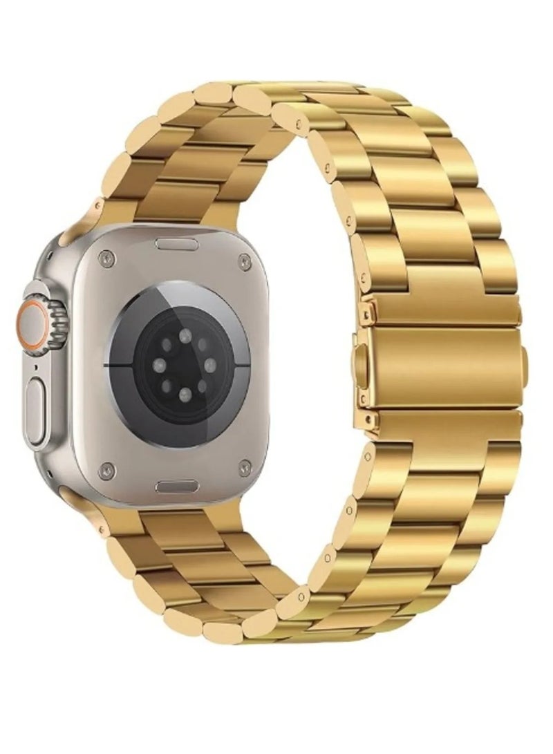 Stainless Steel Watch Band Chain Straps 42/44/45/49 mm Golden - Image 2